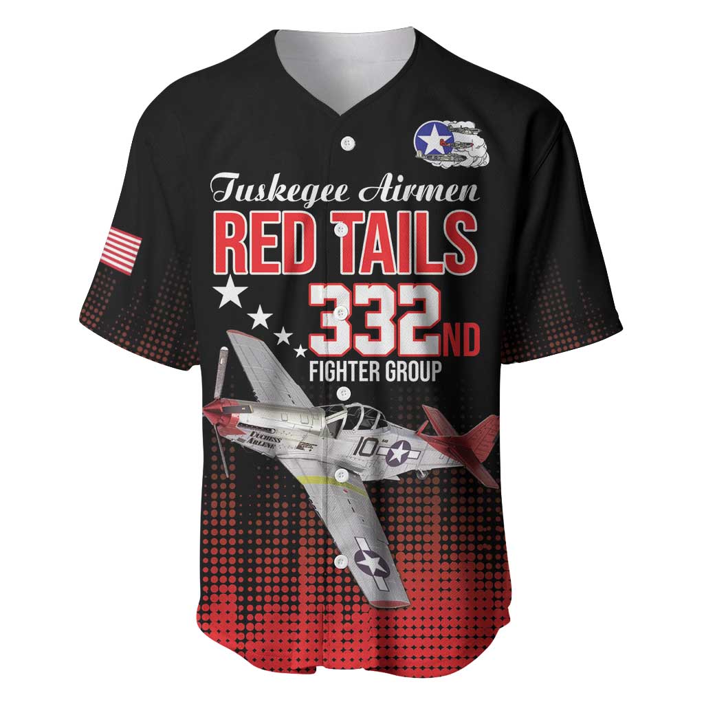 Tuskegee Red Tails Airmen WWII Tribute Baseball Jersey 332nd Fighter Group - Black