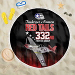 Tuskegee Red Tails Airmen WWII Tribute Beach Blanket 332nd Fighter Group - Black - African Pride