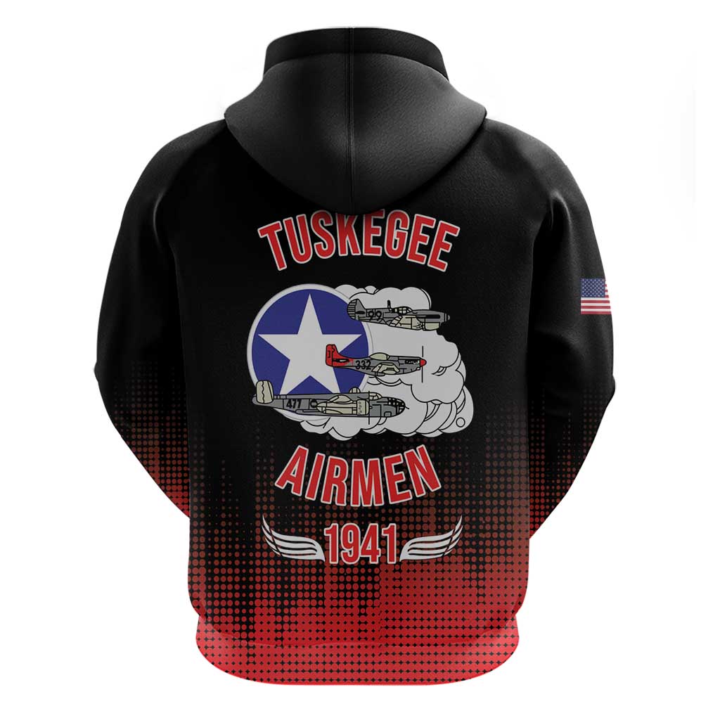 Tuskegee Red Tails Airmen WWII Tribute Hoodie 332nd Fighter Group - Black