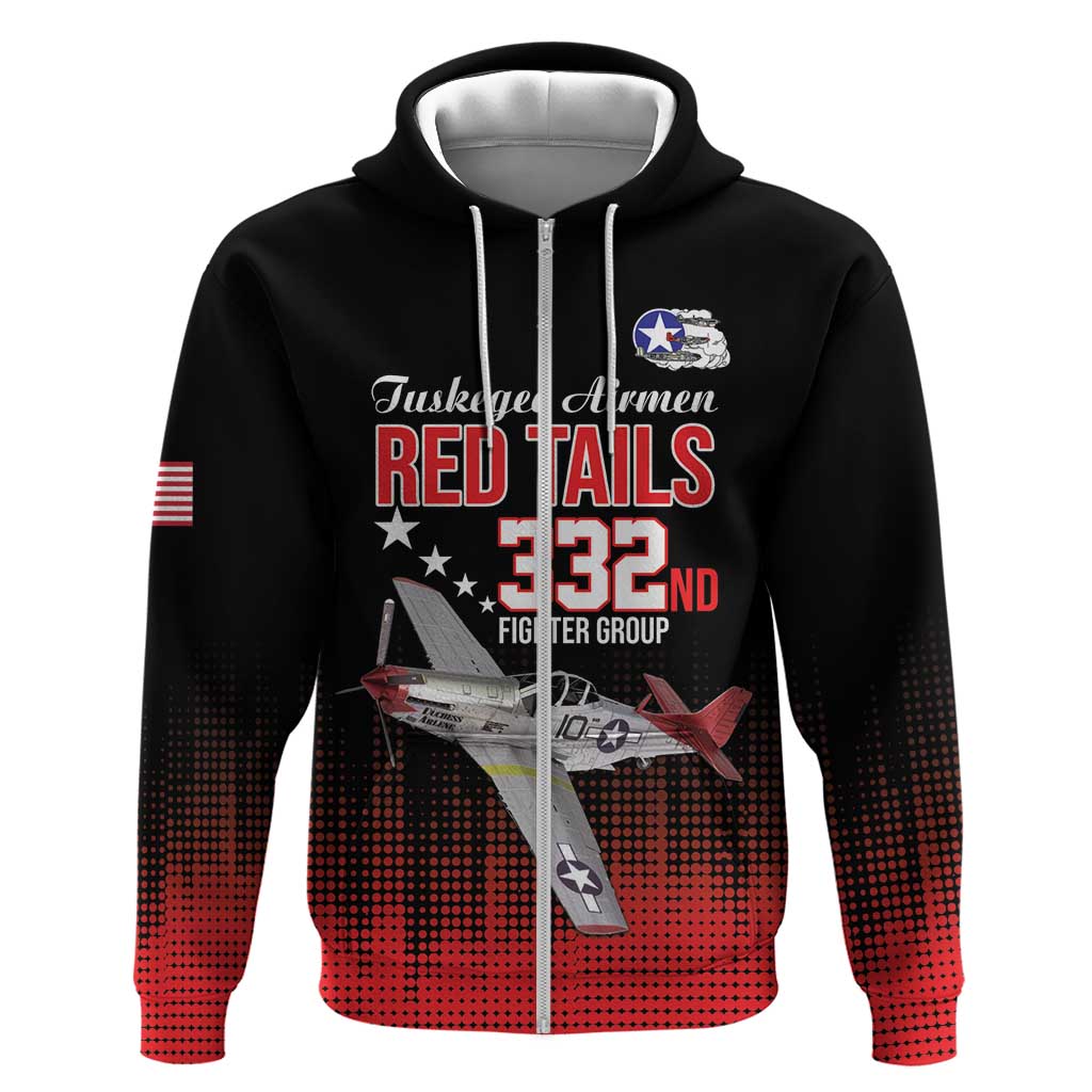 Tuskegee Red Tails Airmen WWII Tribute Hoodie 332nd Fighter Group - Black