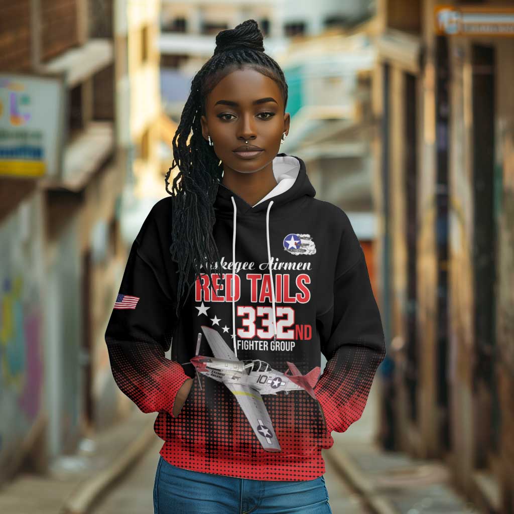 Tuskegee Red Tails Airmen WWII Tribute Hoodie 332nd Fighter Group - Black