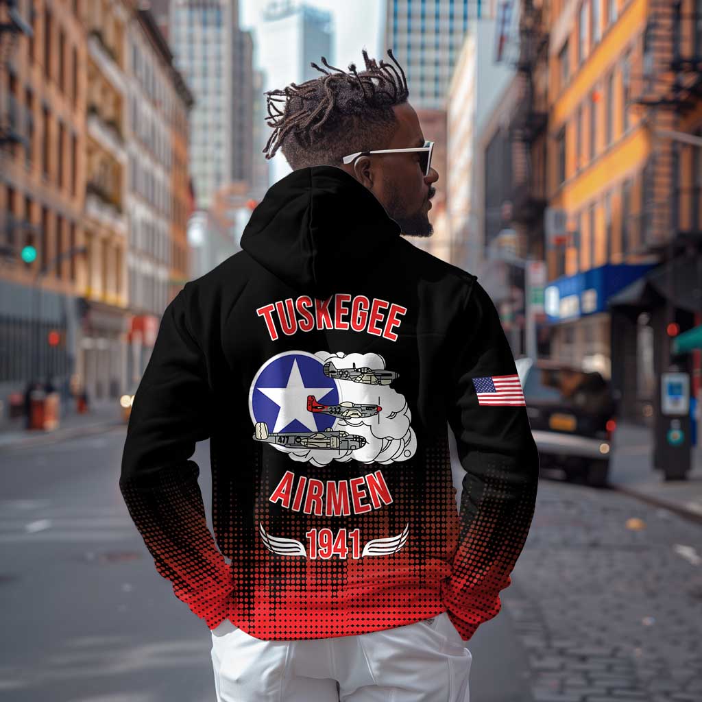 Tuskegee Red Tails Airmen WWII Tribute Hoodie 332nd Fighter Group - Black