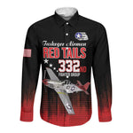 Tuskegee Red Tails Airmen WWII Tribute Long Sleeve Button Shirt 332nd Fighter Group - Black - African Pride