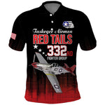 Tuskegee Red Tails Airmen WWII Tribute Polo Shirt 332nd Fighter Group - Black - African Pride