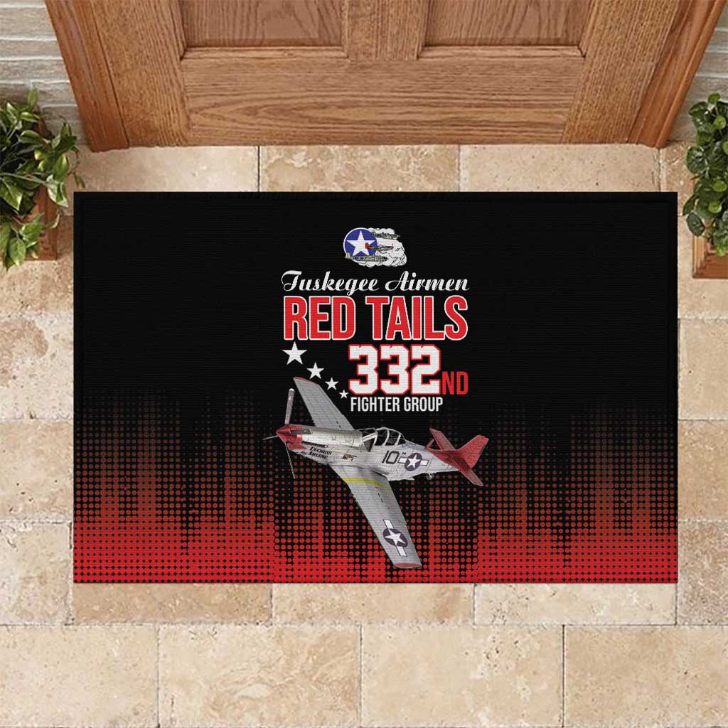 Tuskegee Red Tails Airmen WWII Tribute Rubber Doormat 332nd Fighter Group - Black - African Pride