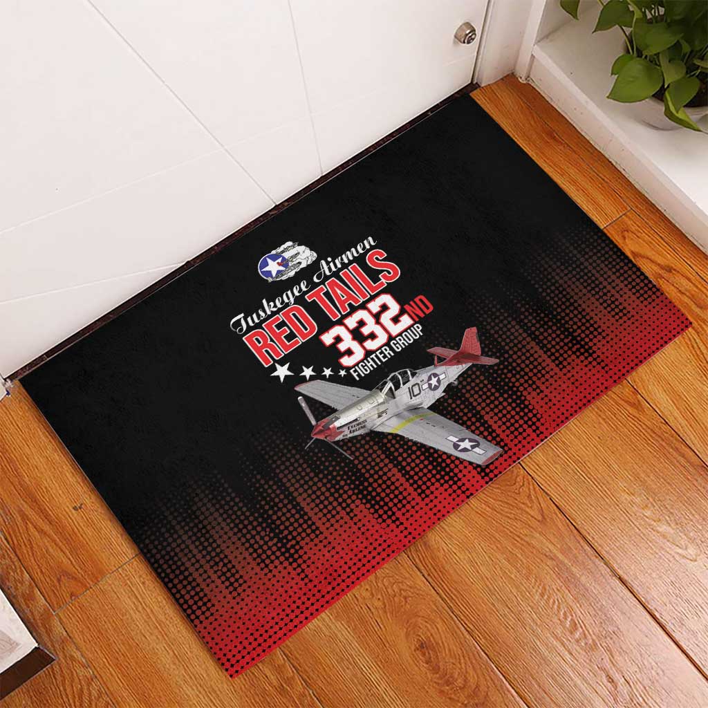 Tuskegee Red Tails Airmen WWII Tribute Rubber Doormat 332nd Fighter Group - Black - African Pride