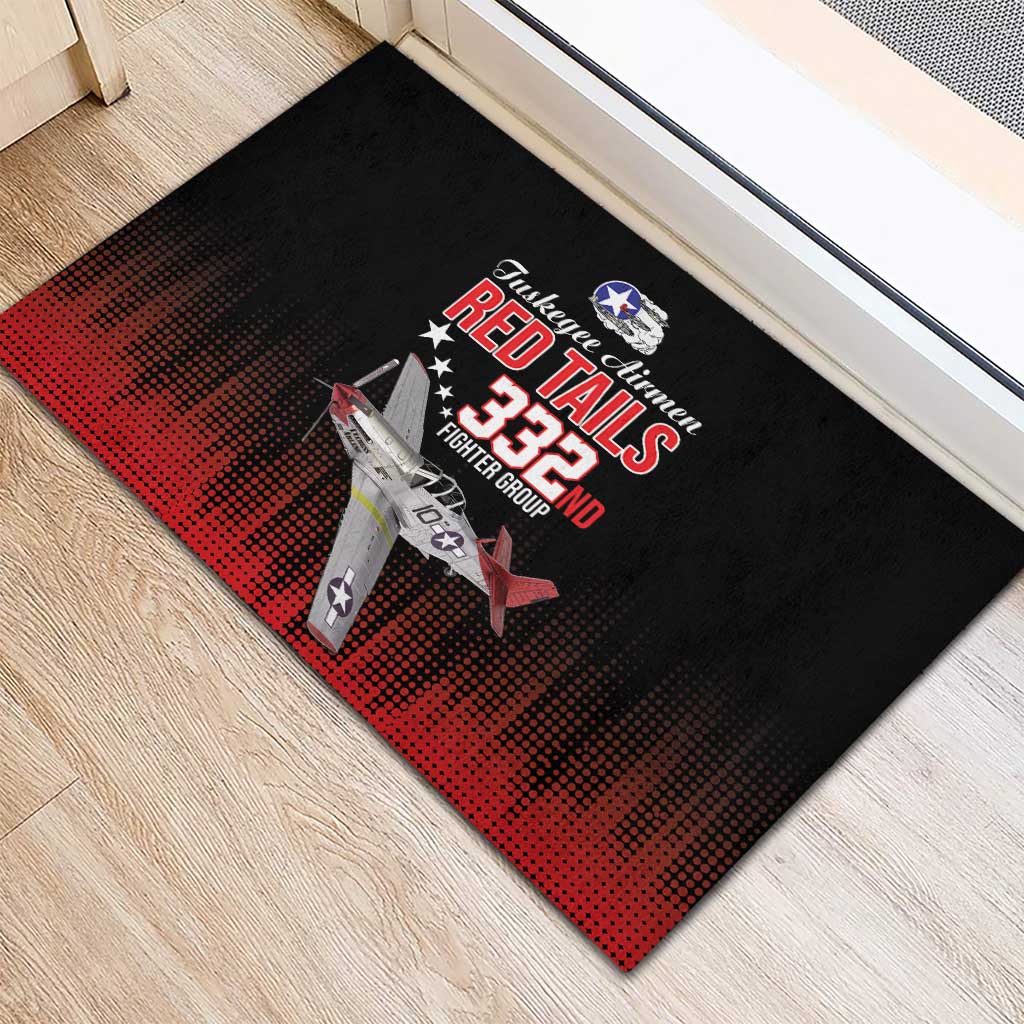 Tuskegee Red Tails Airmen WWII Tribute Rubber Doormat 332nd Fighter Group - Black - African Pride