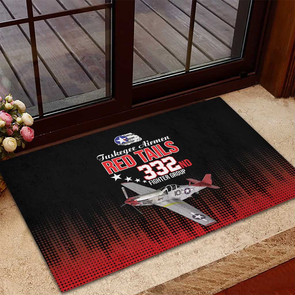 Tuskegee Red Tails Airmen WWII Tribute Rubber Doormat 332nd Fighter Group - Black - African Pride
