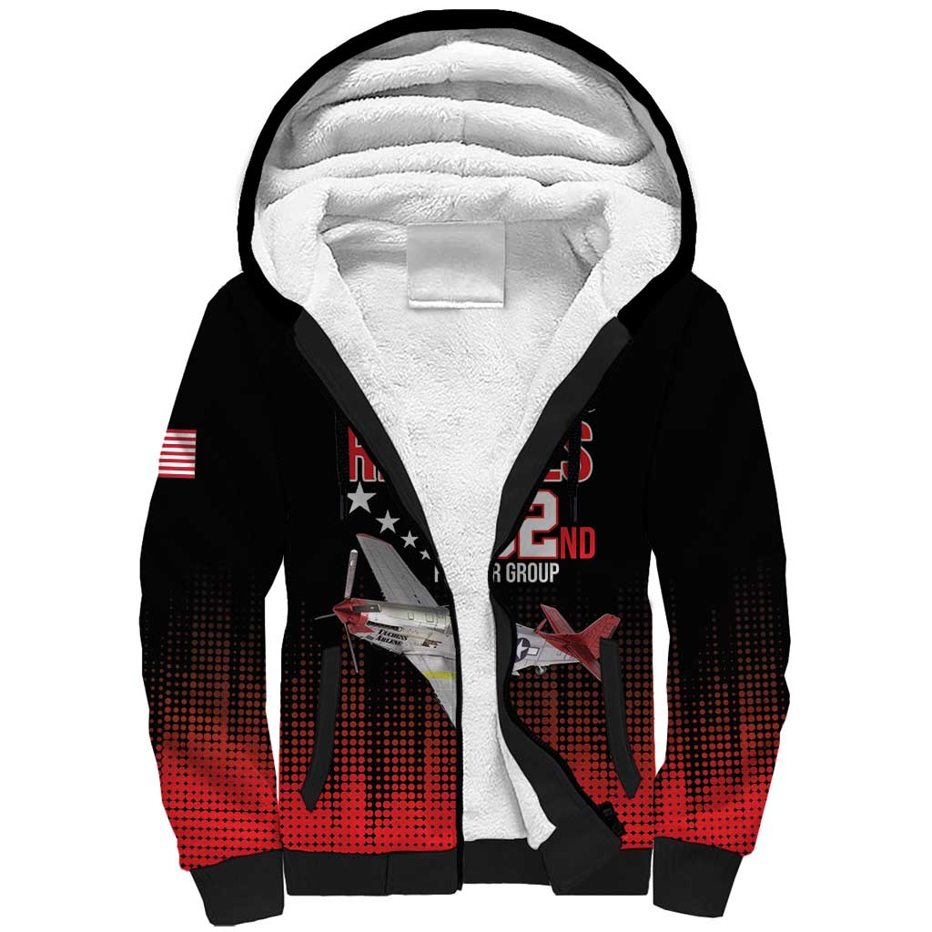 Tuskegee Red Tails Airmen WWII Tribute Sherpa Hoodie 332nd Fighter Group - Black - African Pride