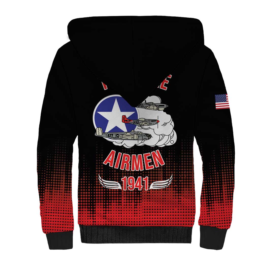 Tuskegee Red Tails Airmen WWII Tribute Sherpa Hoodie 332nd Fighter Group - Black - African Pride