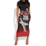 Tuskegee Red Tails Airmen WWII Tribute Short Sleeve Bodycon Dress 332nd Fighter Group - Black - African Pride