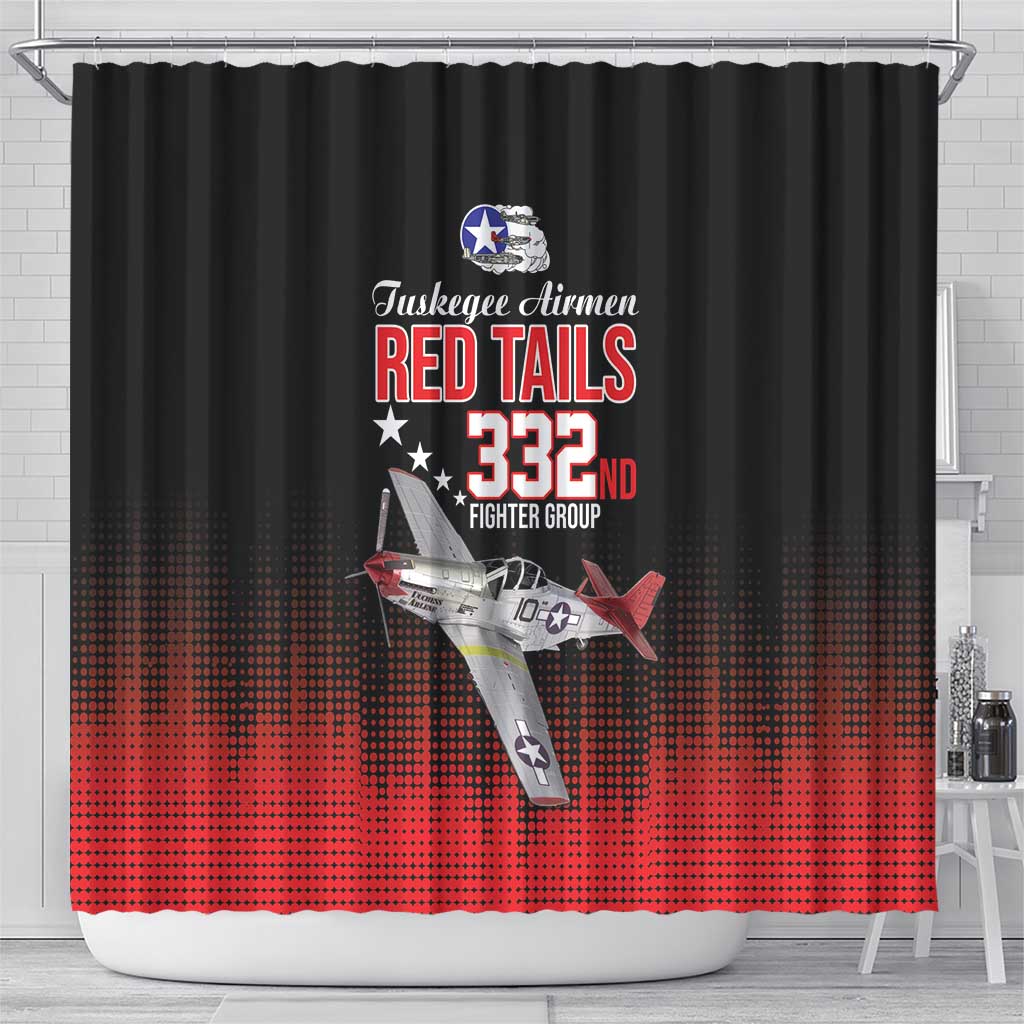 Tuskegee Red Tails Airmen WWII Tribute Shower Curtain 332nd Fighter Group - Black - African Pride