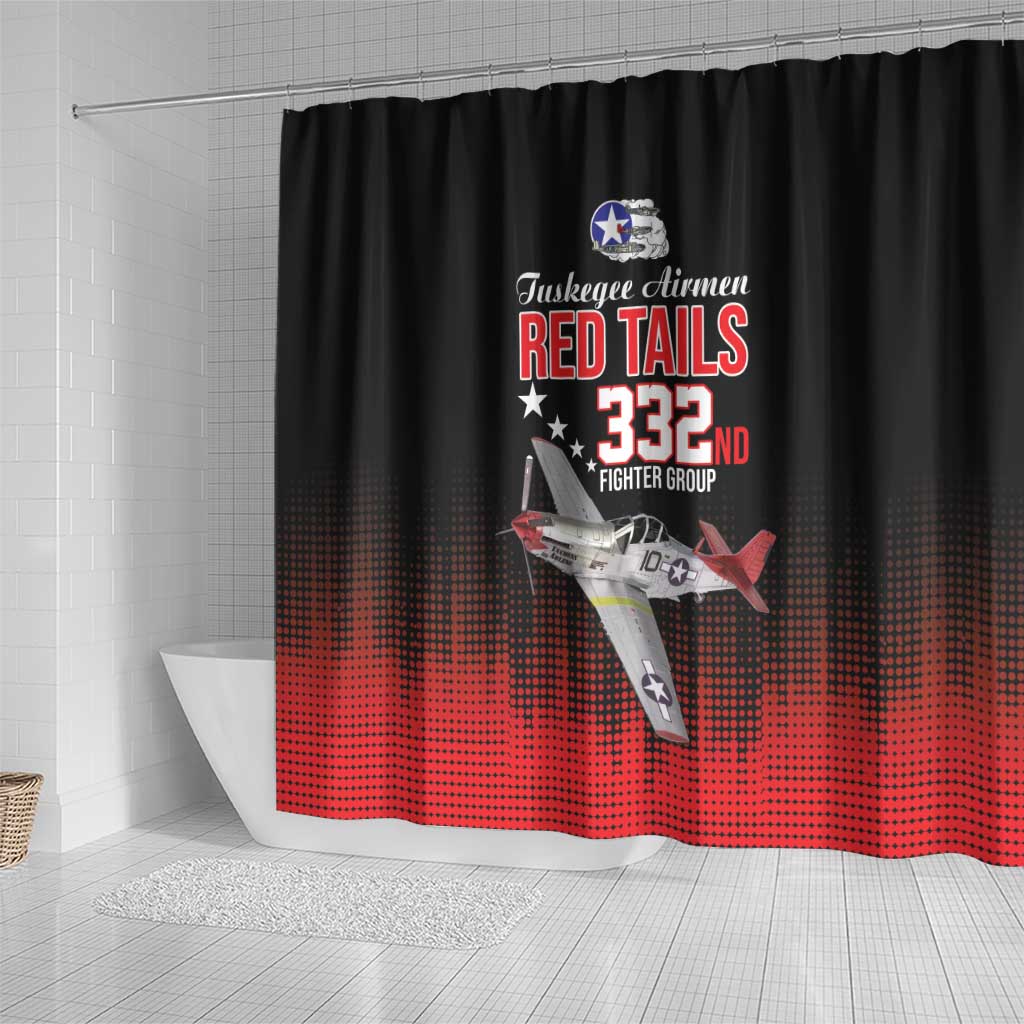 Tuskegee Red Tails Airmen WWII Tribute Shower Curtain 332nd Fighter Group - Black - African Pride