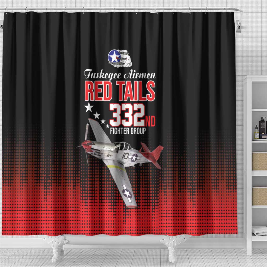 Tuskegee Red Tails Airmen WWII Tribute Shower Curtain 332nd Fighter Group - Black - African Pride
