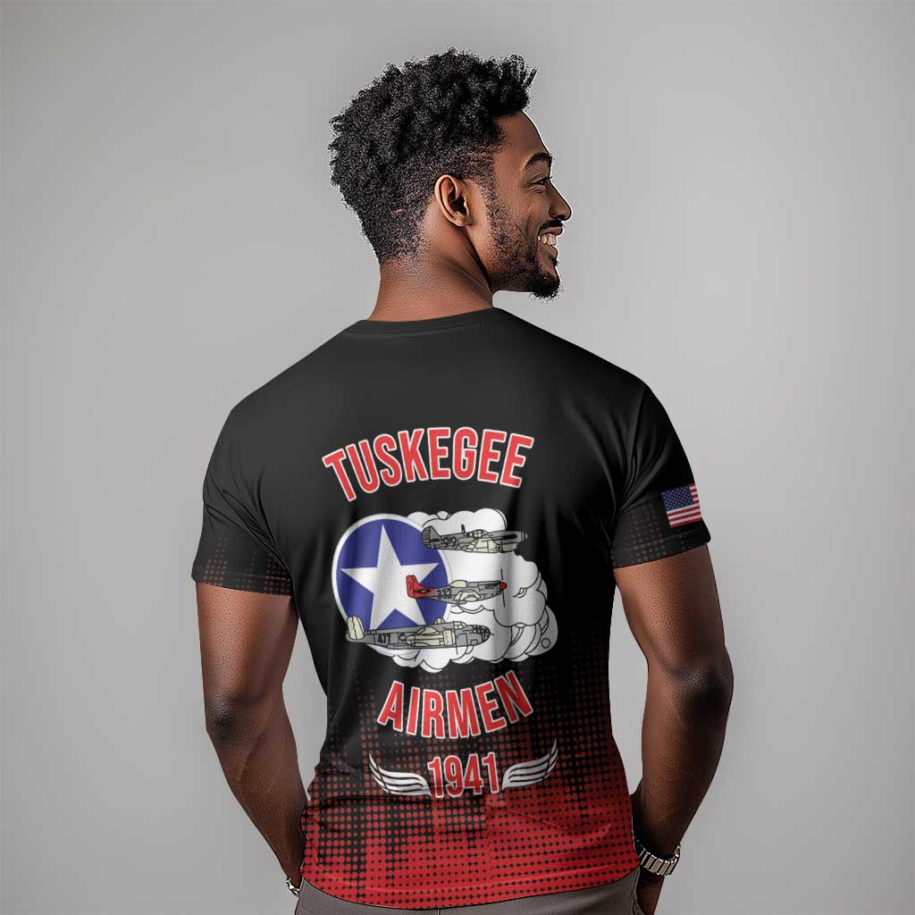 Tuskegee Red Tails Airmen WWII Tribute T shirt 332nd Fighter Group - Black - African Pride