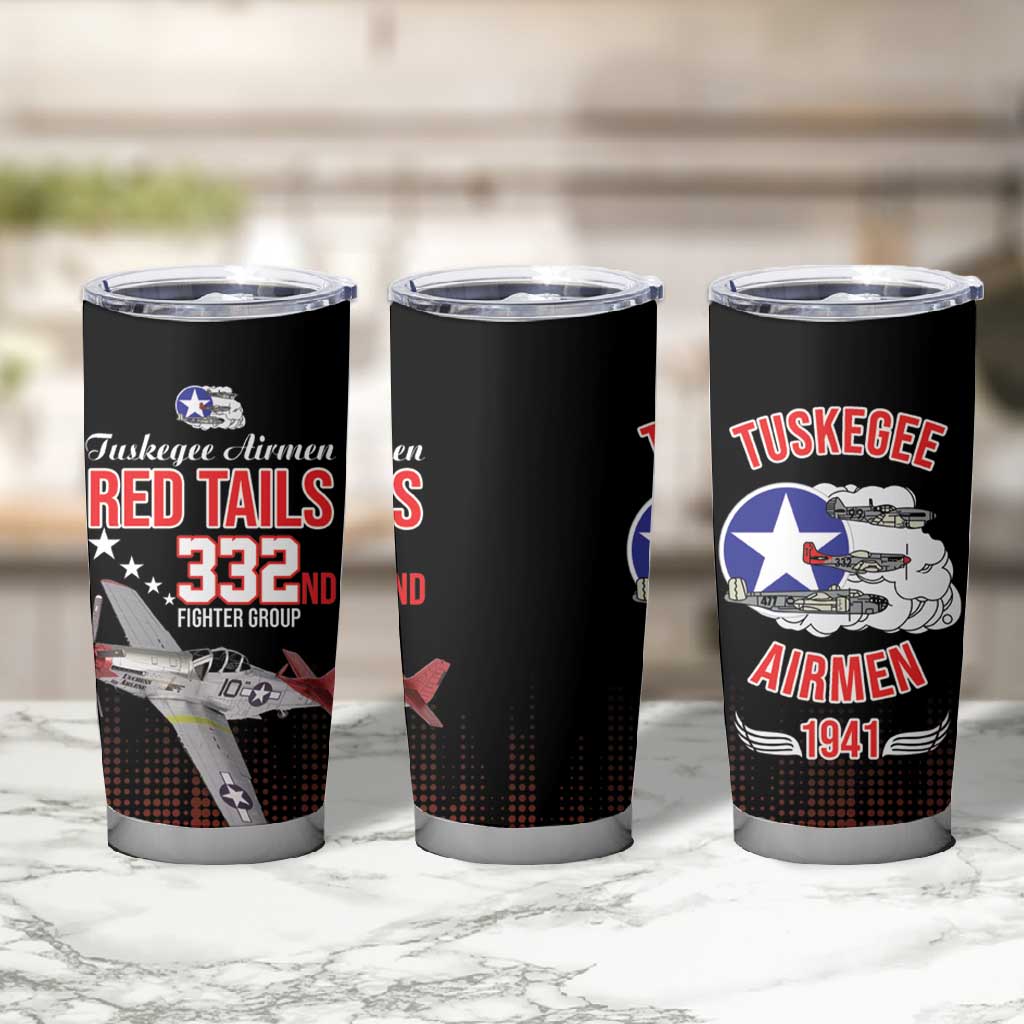 Tuskegee Red Tails Airmen WWII Tribute Tumbler Cup 332nd Fighter Group - Black - African Pride