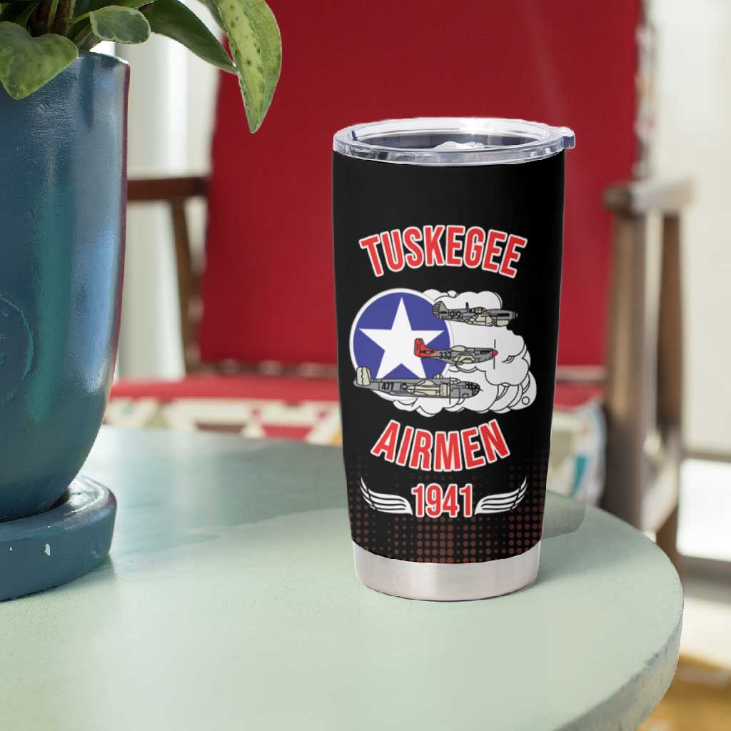 Tuskegee Red Tails Airmen WWII Tribute Tumbler Cup 332nd Fighter Group - Black - African Pride