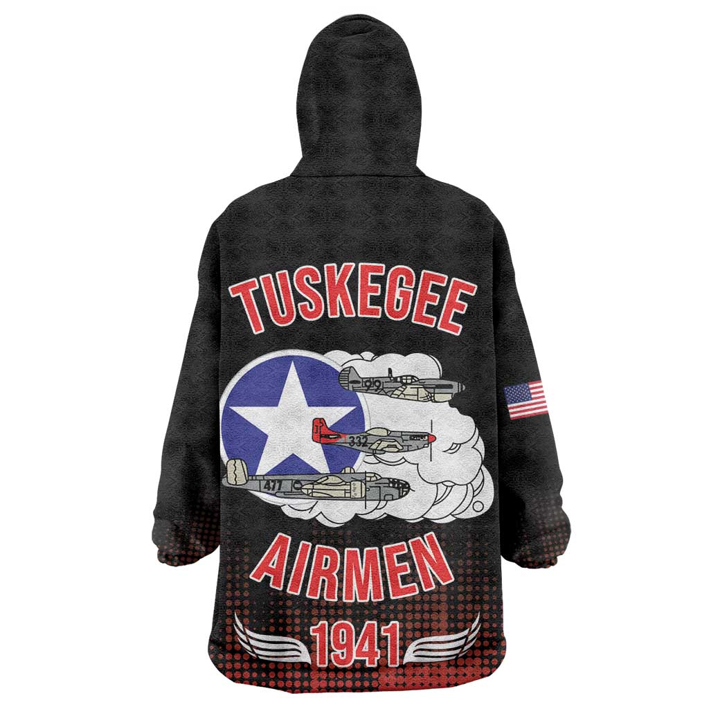 Tuskegee Red Tails Airmen WWII Tribute Wearable Blanket Hoodie 332nd Fighter Group - Black - African Pride