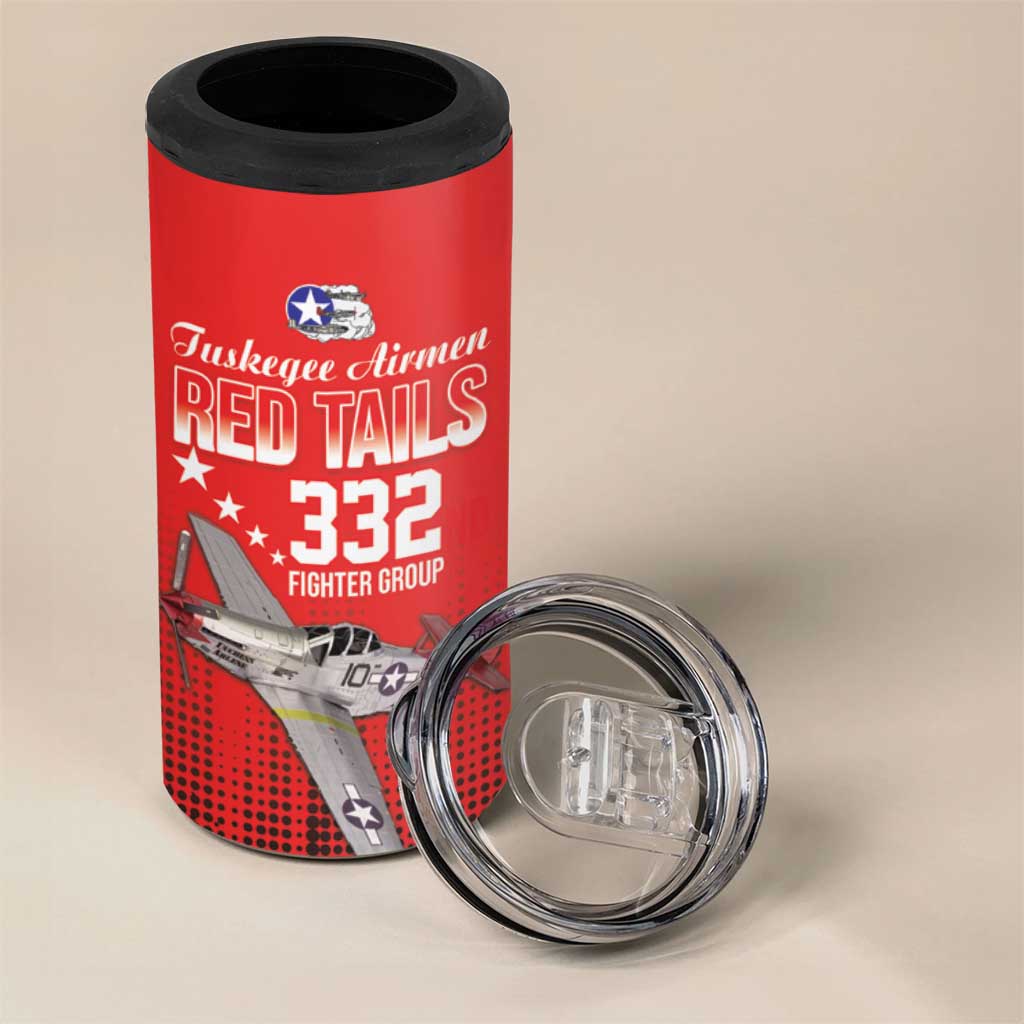 Tuskegee Red Tails Airmen WWII Tribute 4 in 1 Can Cooler Tumbler 332nd Fighter Group - Red - African Pride