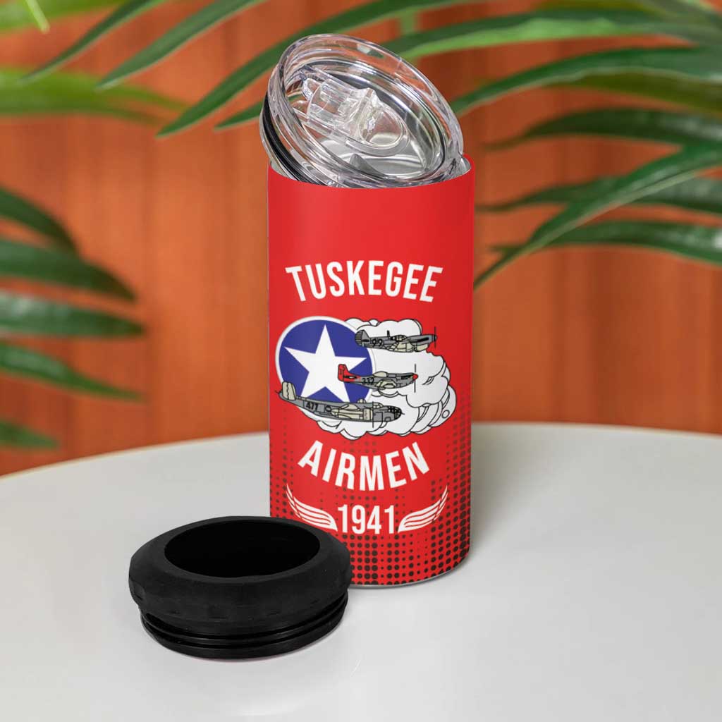 Tuskegee Red Tails Airmen WWII Tribute 4 in 1 Can Cooler Tumbler 332nd Fighter Group - Red - African Pride
