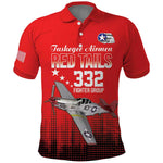 Tuskegee Red Tails Airmen WWII Tribute Polo Shirt 332nd Fighter Group - Red - African Pride
