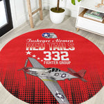 Tuskegee Red Tails Airmen WWII Tribute Round Carpet 332nd Fighter Group - Red - African Pride