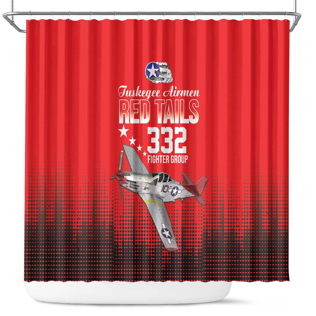 Tuskegee Red Tails Airmen WWII Tribute Shower Curtain 332nd Fighter Group - Red - African Pride