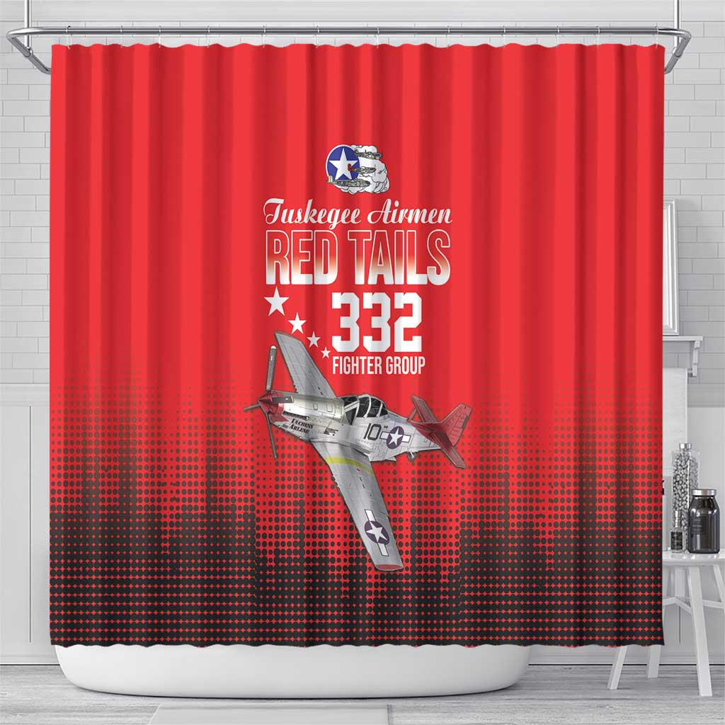 Tuskegee Red Tails Airmen WWII Tribute Shower Curtain 332nd Fighter Group - Red - African Pride
