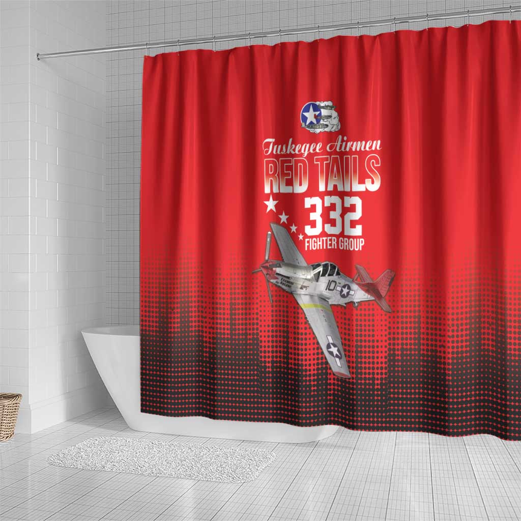 Tuskegee Red Tails Airmen WWII Tribute Shower Curtain 332nd Fighter Group - Red - African Pride