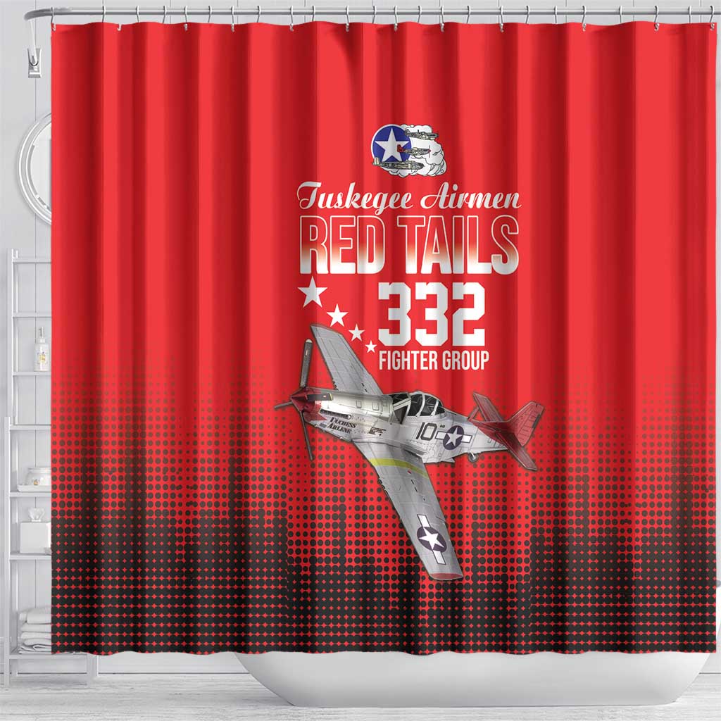 Tuskegee Red Tails Airmen WWII Tribute Shower Curtain 332nd Fighter Group - Red - African Pride