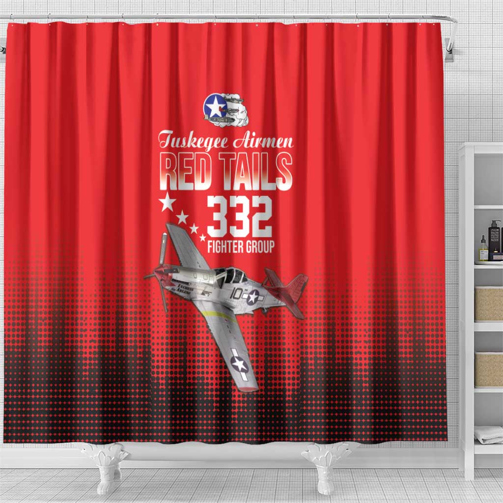 Tuskegee Red Tails Airmen WWII Tribute Shower Curtain 332nd Fighter Group - Red - African Pride