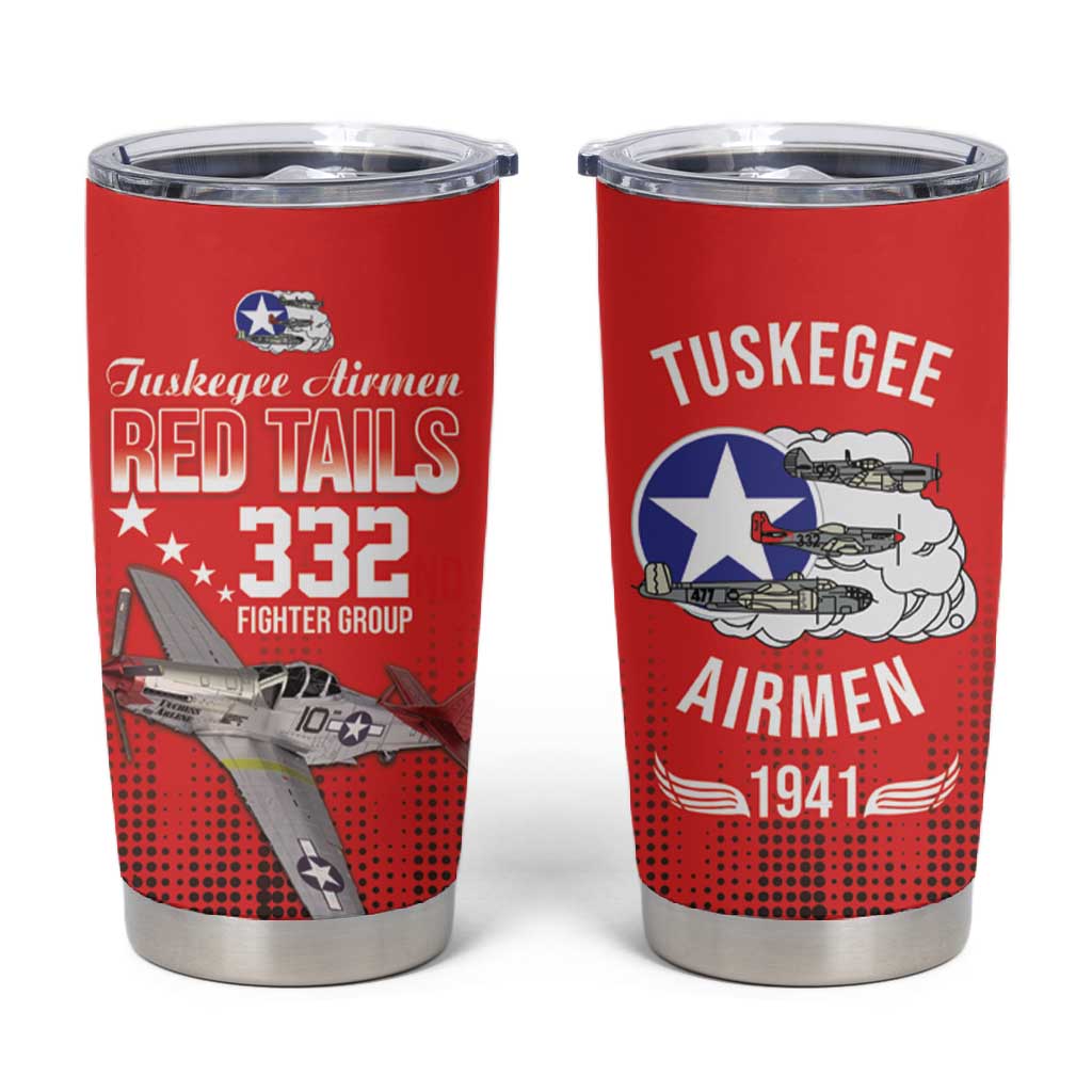 Tuskegee Red Tails Airmen WWII Tribute Tumbler Cup 332nd Fighter Group - Red - African Pride
