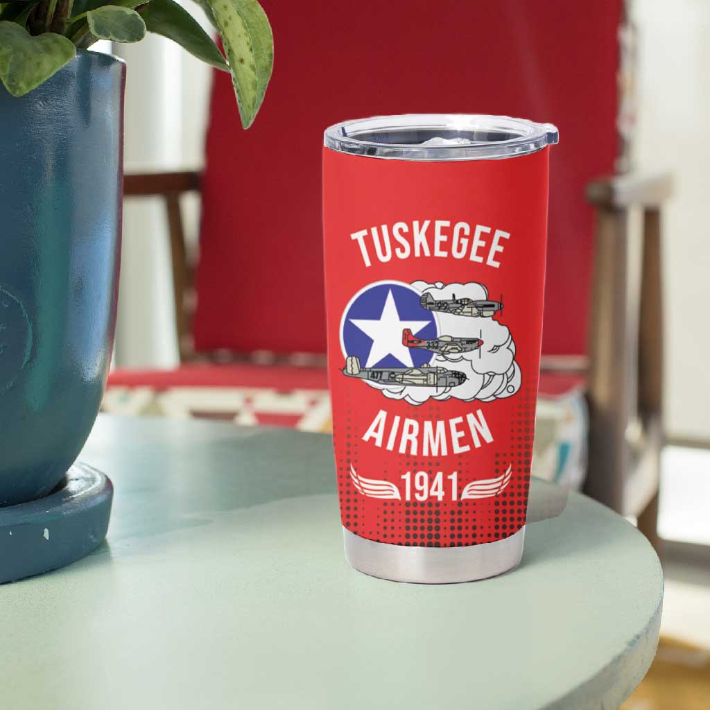 Tuskegee Red Tails Airmen WWII Tribute Tumbler Cup 332nd Fighter Group - Red - African Pride