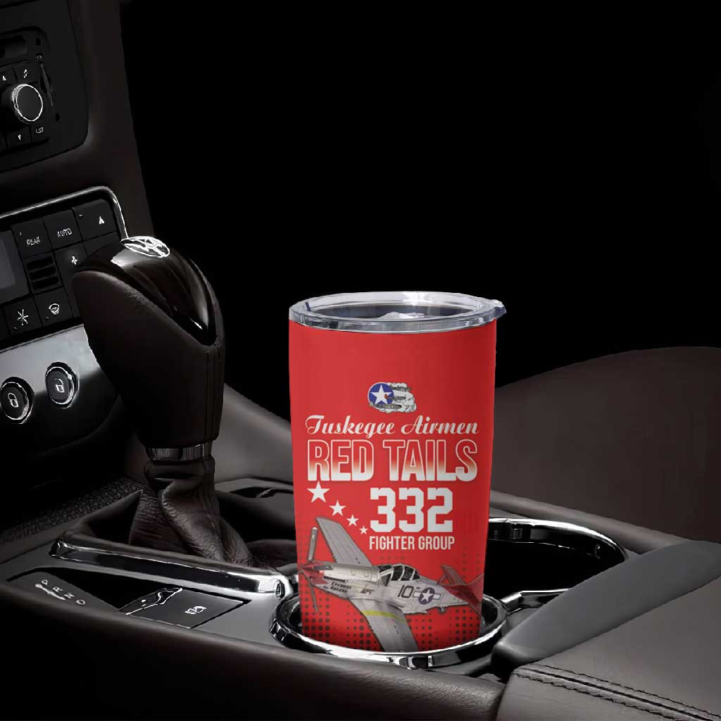 Tuskegee Red Tails Airmen WWII Tribute Tumbler Cup 332nd Fighter Group - Red - African Pride