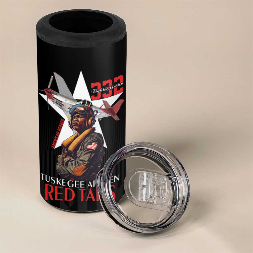 Tuskegee Airmen Red Tails Legacy 4 in 1 Can Cooler Tumbler African American Pilots - Black - African Pride