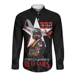 Tuskegee Airmen Red Tails Legacy Long Sleeve Button Shirt African American Pilots - Black - African Pride