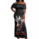 Tuskegee Airmen Red Tails Legacy Off Shoulder Maxi Dress African American Pilots - Black - African Pride