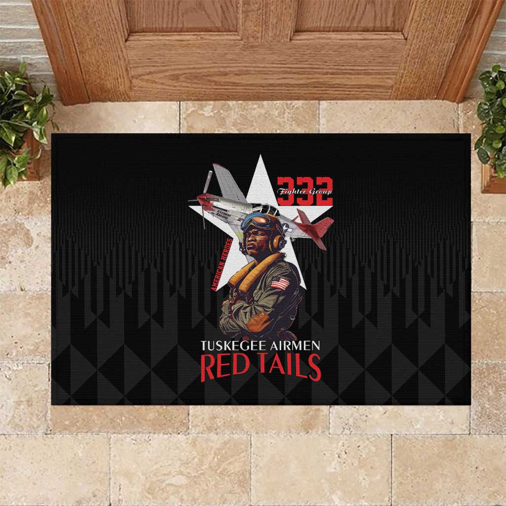 Tuskegee Airmen Red Tails Legacy Rubber Doormat African American Pilots - Black - African Pride