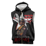 Tuskegee Airmen Red Tails Legacy Sleeveless Zip Hoodie African American Pilots - Black - African Pride