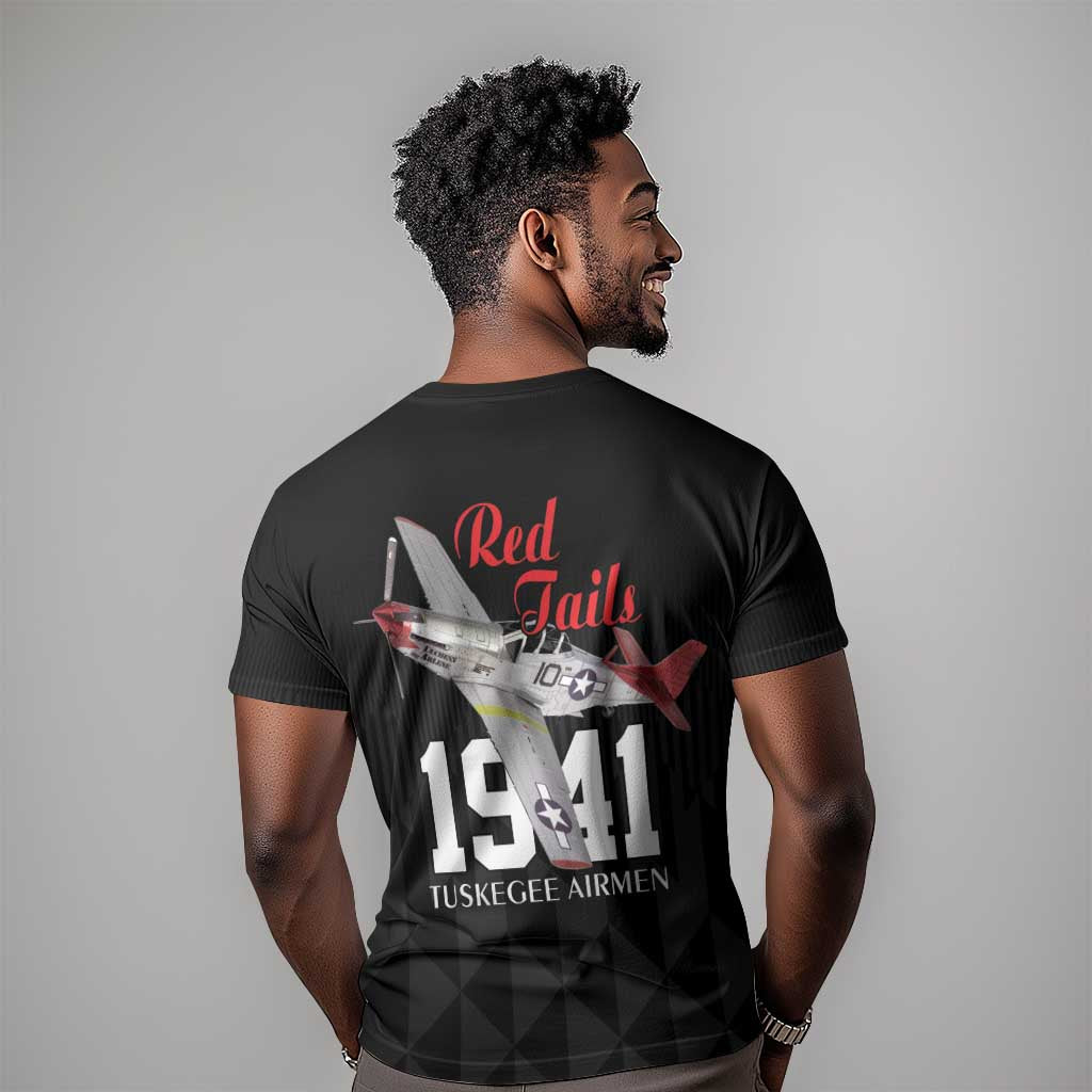 Tuskegee Airmen Red Tails Legacy T shirt African American Pilots - Black - African Pride