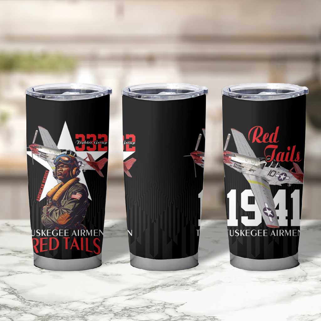 Tuskegee Airmen Red Tails Legacy Tumbler Cup African American Pilots - Black - African Pride