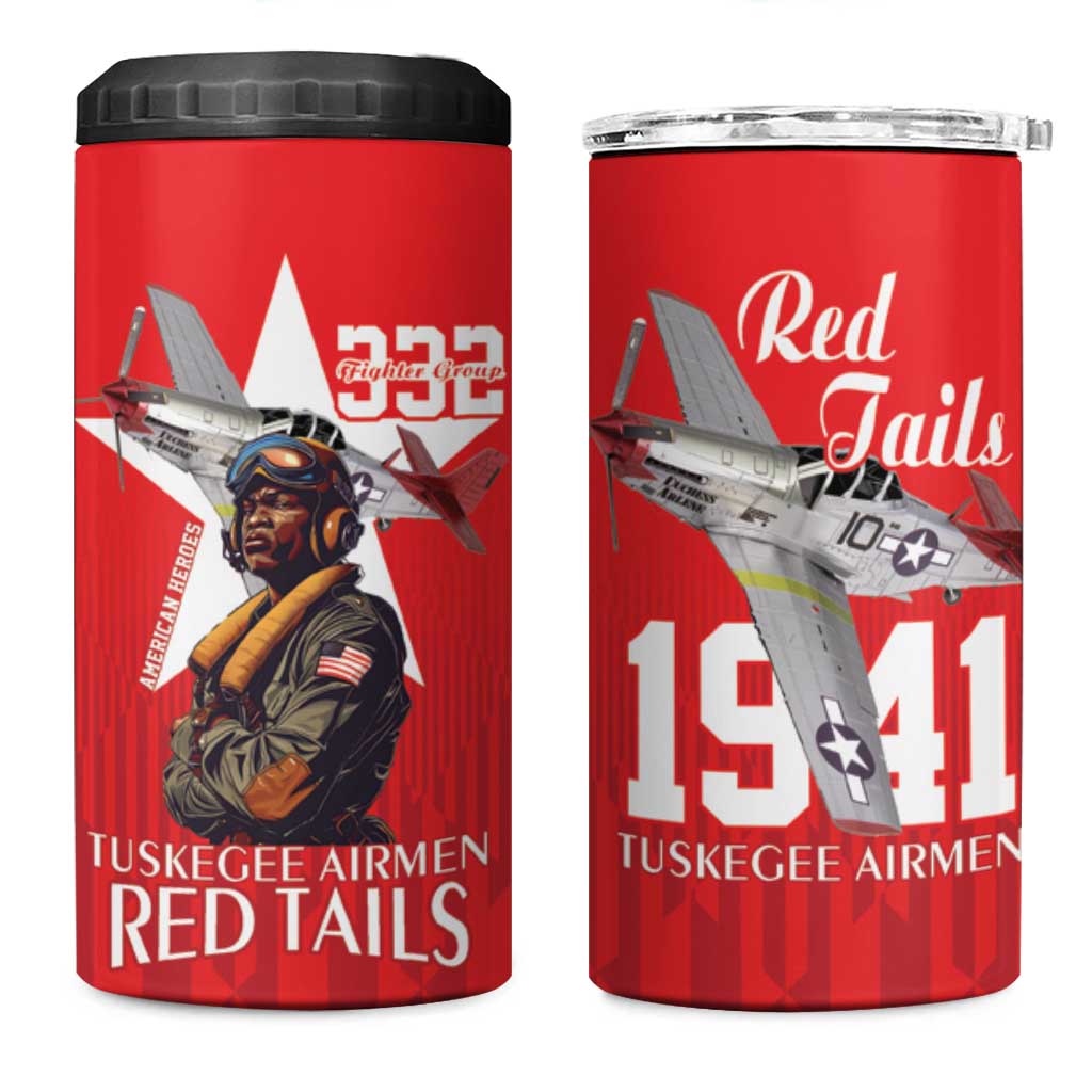 Tuskegee Airmen Red Tails Legacy 4 in 1 Can Cooler Tumbler African American Pilots - Red - African Pride