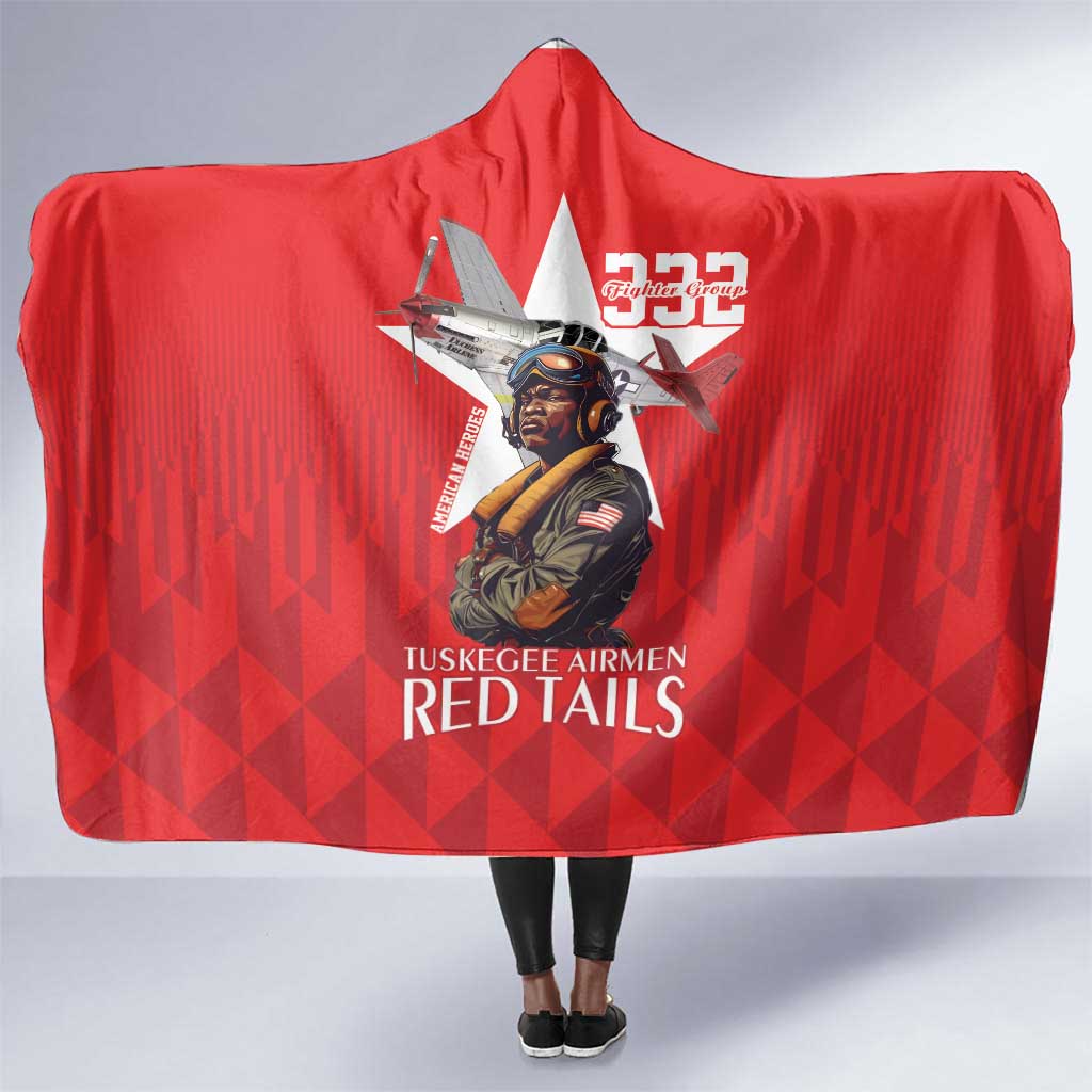 Tuskegee Airmen Red Tails Legacy Hooded Blanket African American Pilots - Red - African Pride