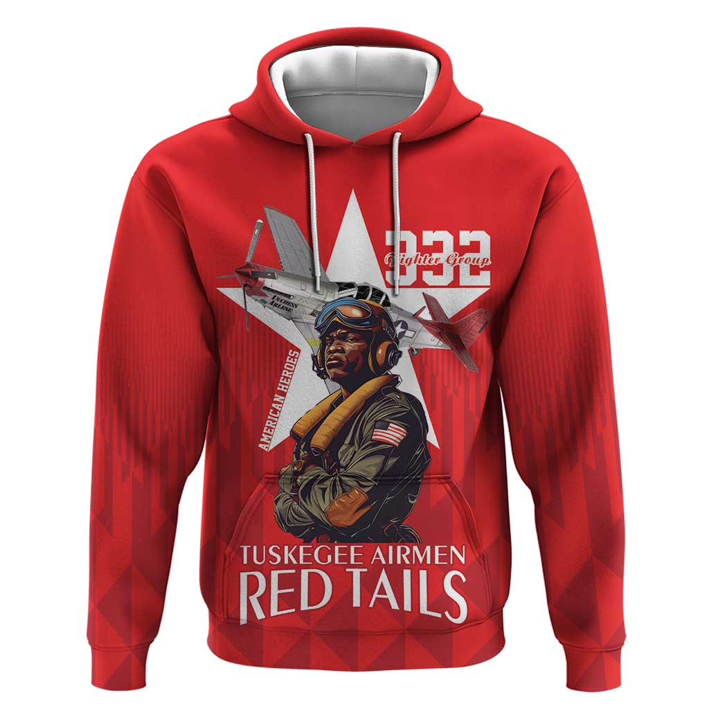 Tuskegee Airmen Red Tails Legacy Hoodie African American Pilots - Red - African Pride