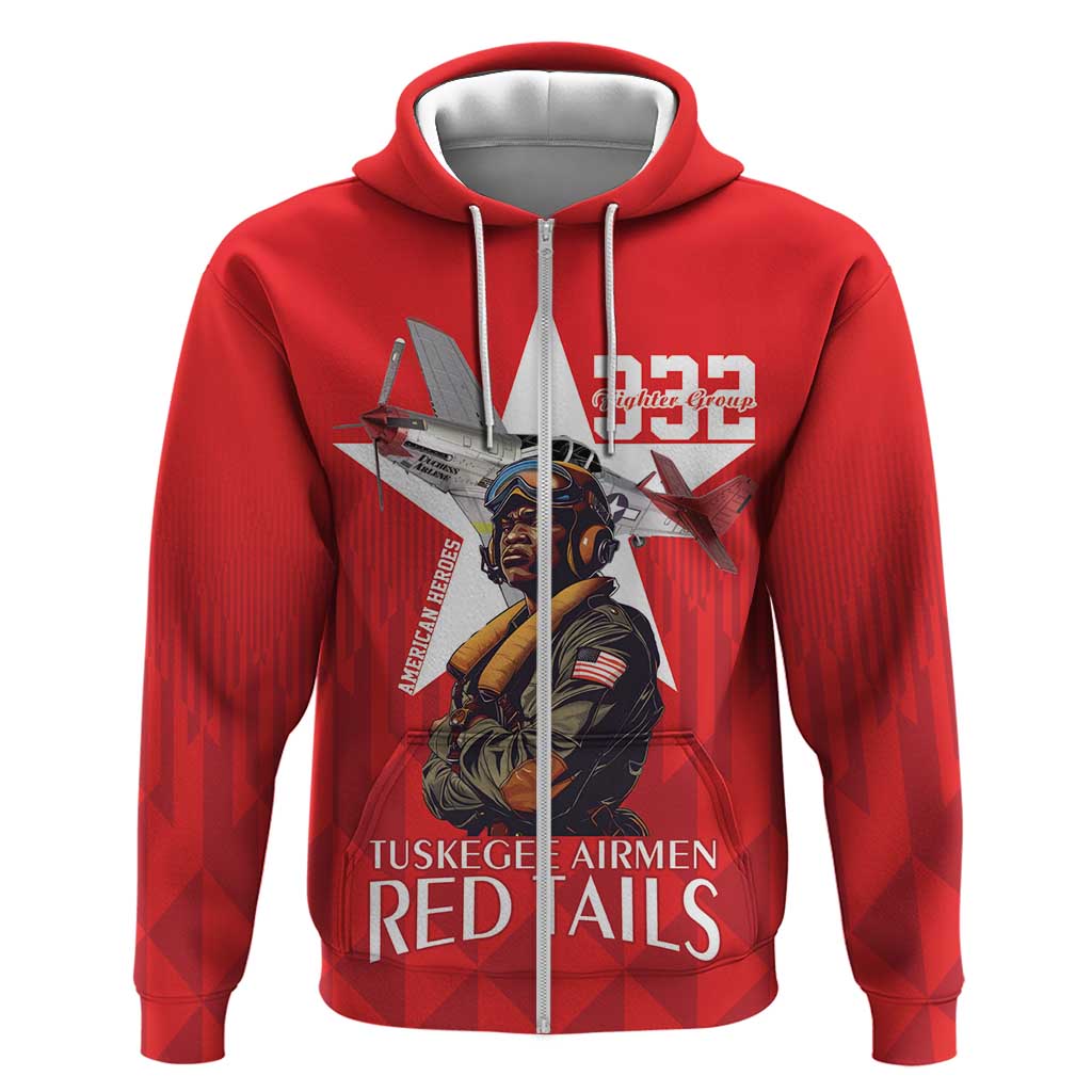 Tuskegee Airmen Red Tails Legacy Hoodie African American Pilots - Red - African Pride
