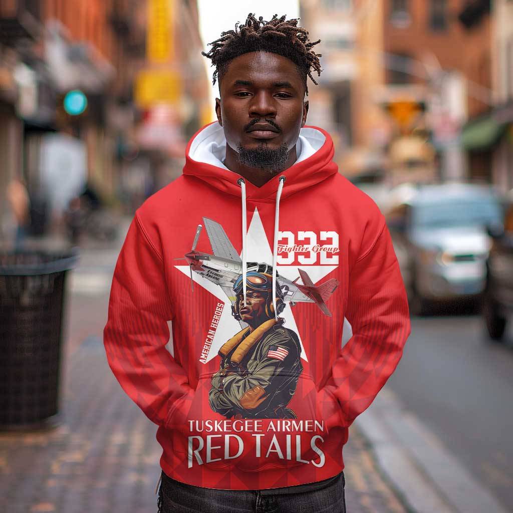 Tuskegee Airmen Red Tails Legacy Hoodie African American Pilots - Red - African Pride
