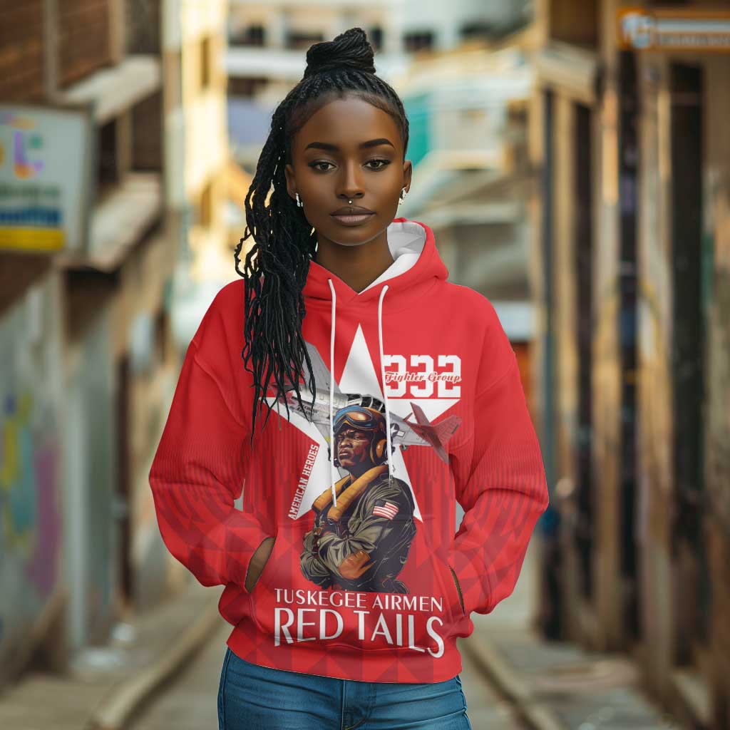 Tuskegee Airmen Red Tails Legacy Hoodie African American Pilots - Red - African Pride