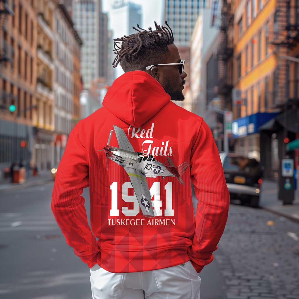 Tuskegee Airmen Red Tails Legacy Hoodie African American Pilots - Red - African Pride