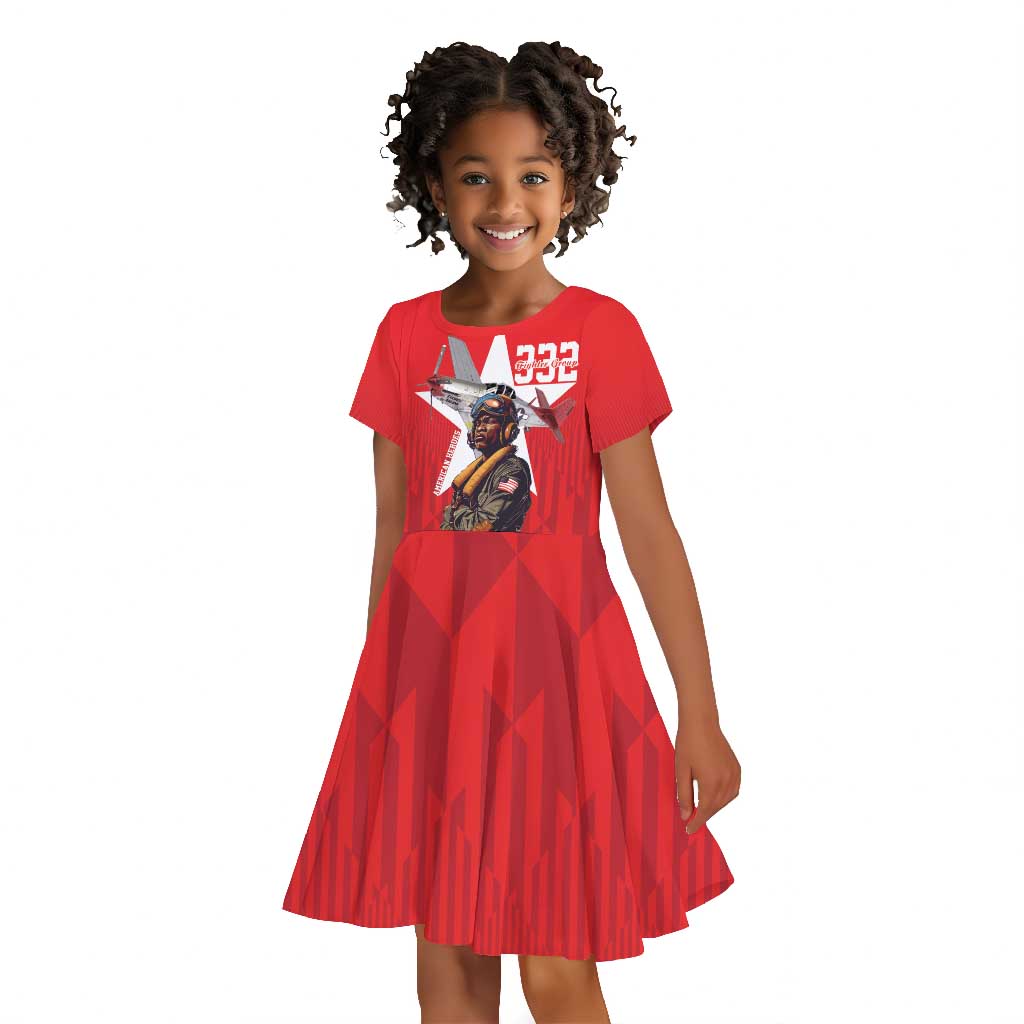 Tuskegee Airmen Red Tails Legacy Kid Short Sleeve Dress African American Pilots - Red - African Pride