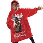 Tuskegee Airmen Red Tails Legacy Kid Wearable Blanket Hoodie African American Pilots - Red - African Pride